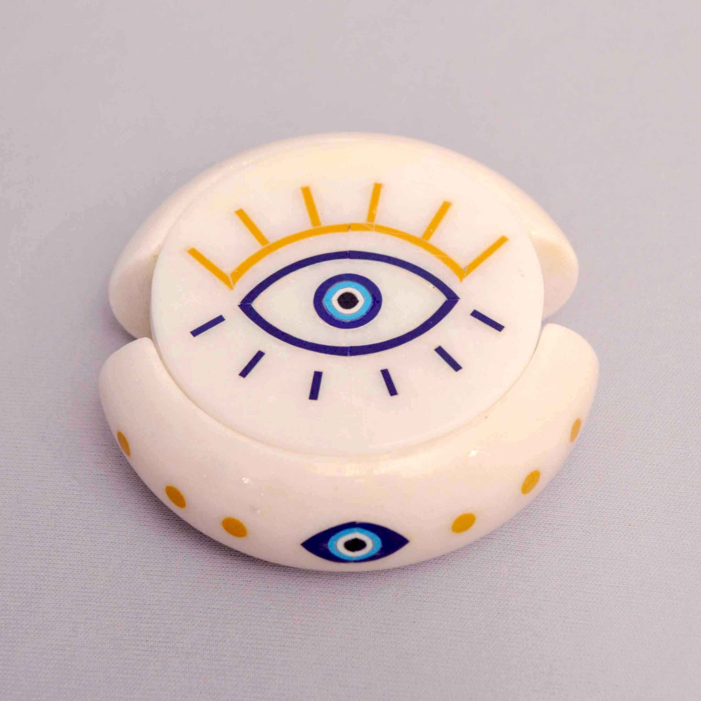 Evil Eye Coasters (Set Of 6 ) With Stand