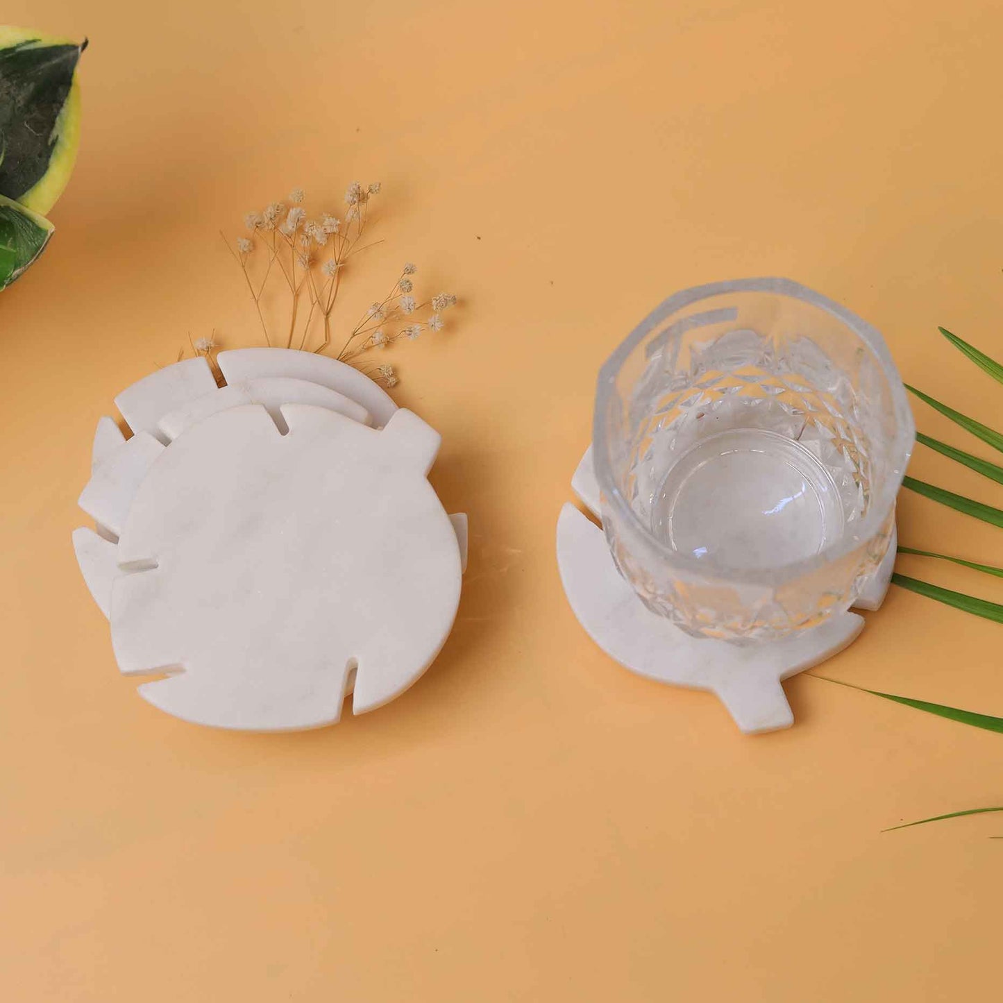 Leaf Marble Coasters (Set of 4)