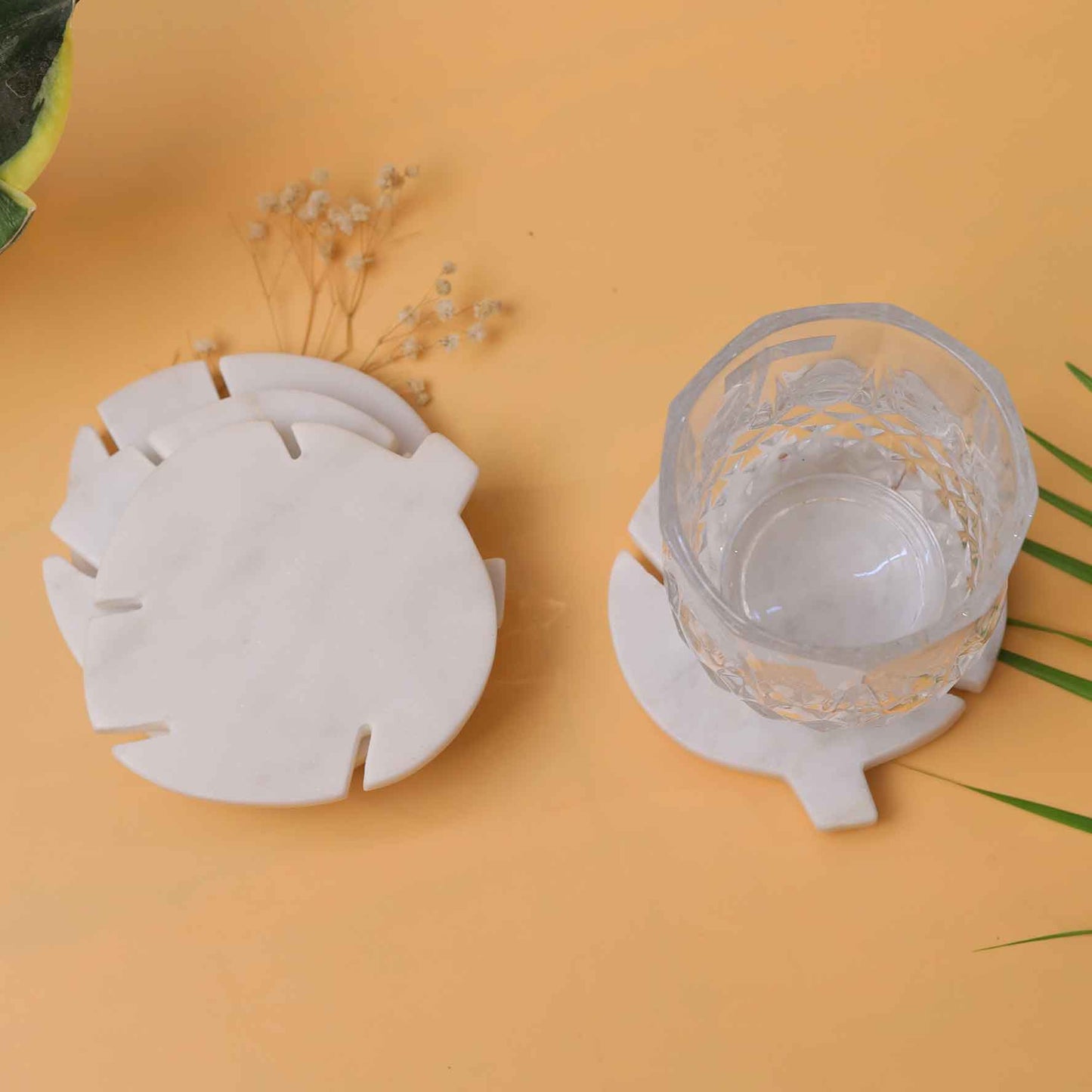 Leaf Marble Coasters (Set of 4)