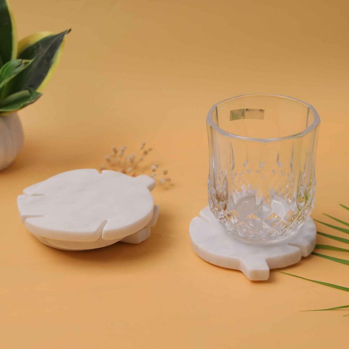 Leaf Marble Coasters (Set of 4)
