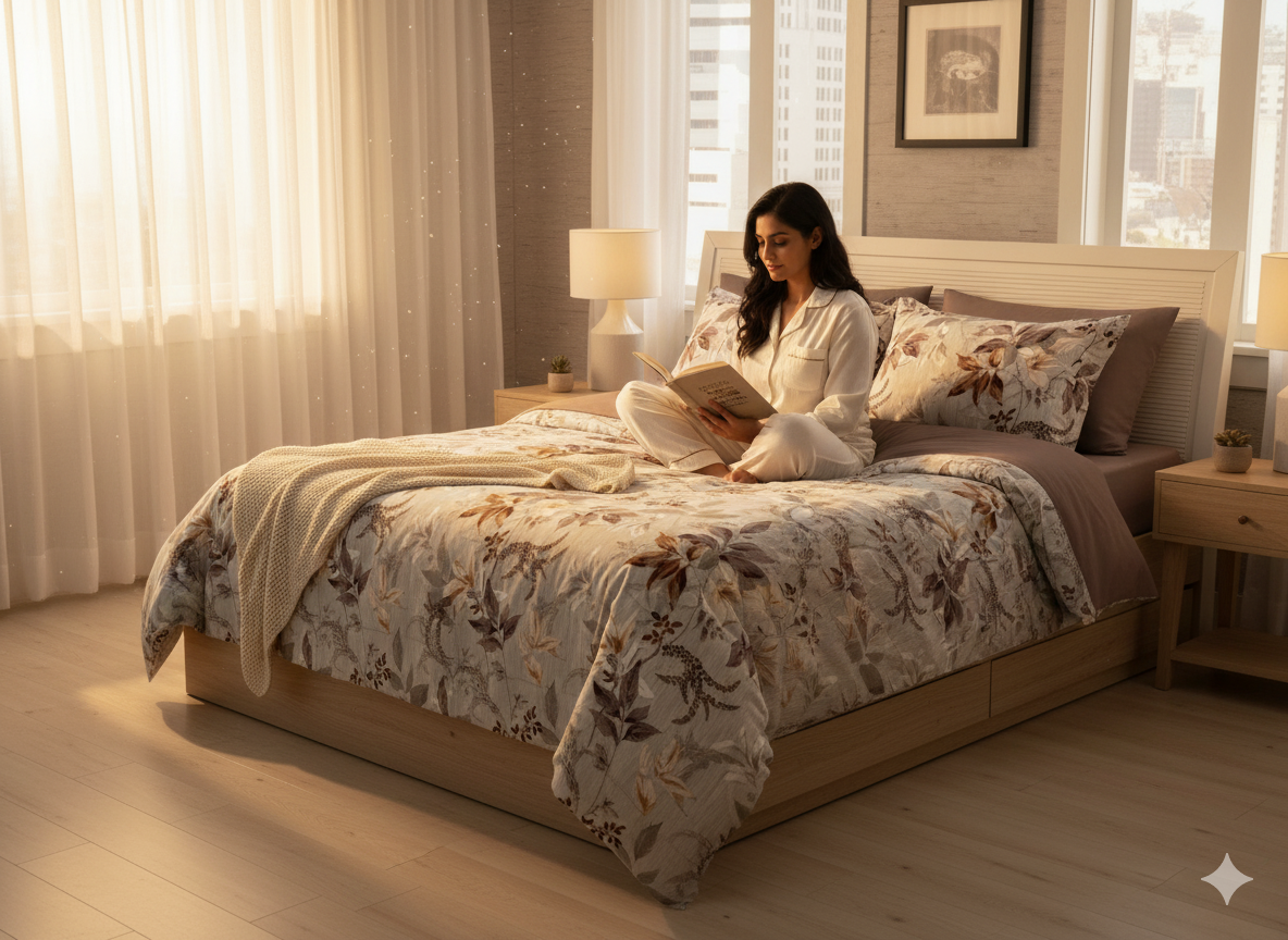 Aurithra Premium King Size Bedsheet (108" x 108")- 400 TC