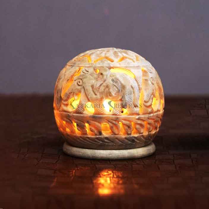 Handcrafted Soapstone Tea Light Holder