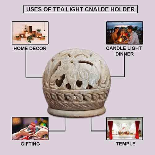Handcrafted Soapstone Tealight Holder Set Of 2