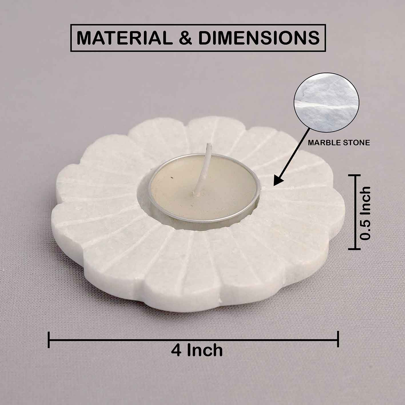 Floral Marble Tea Light Candle Holder For Home Décor
