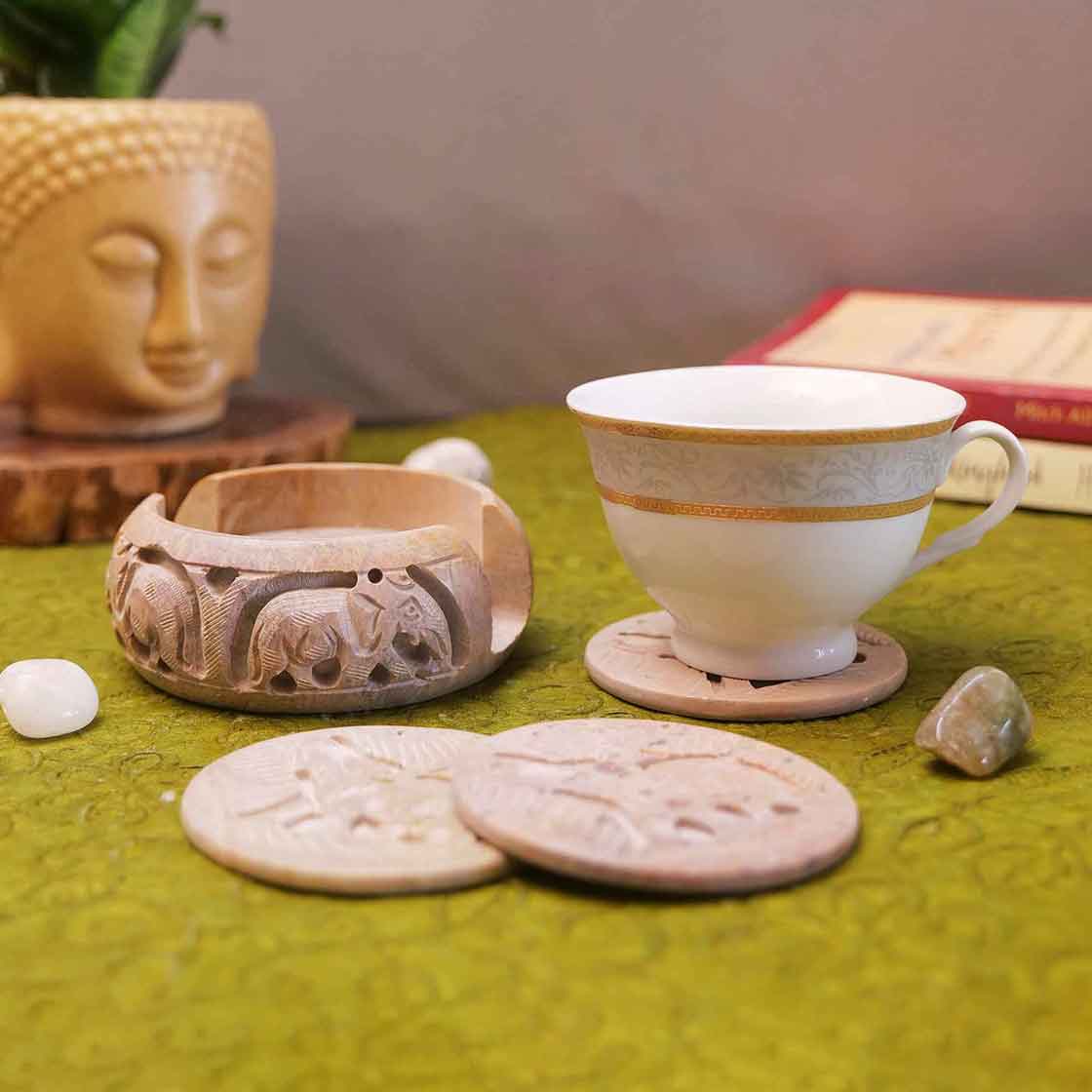 Marble Coasters (Set of 6) With Stand