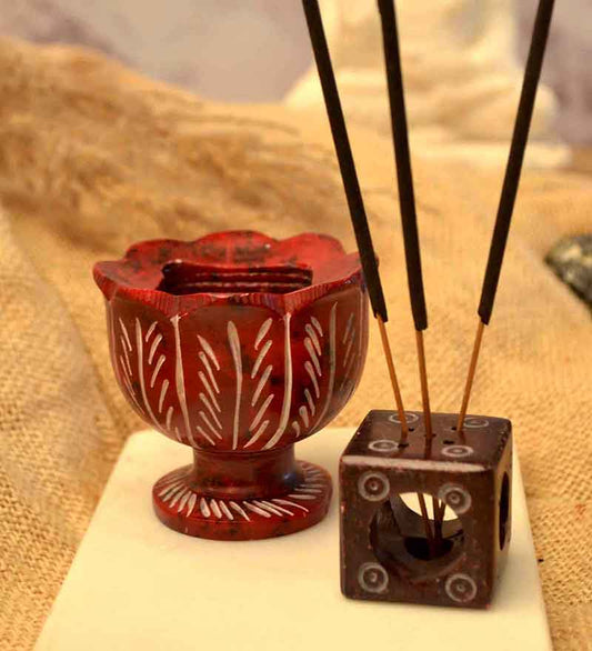 Soapstone Rose Incense Holder