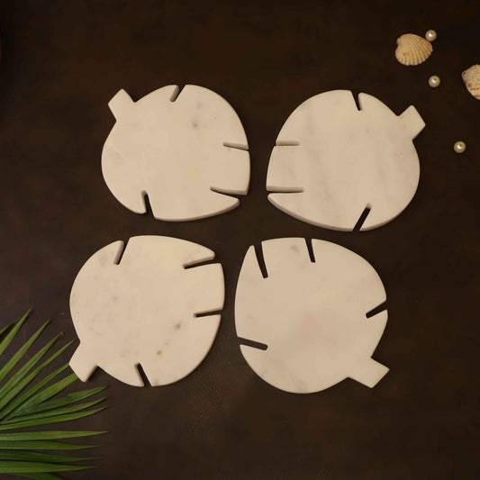 Leaf Marble Coasters (Set of 4)