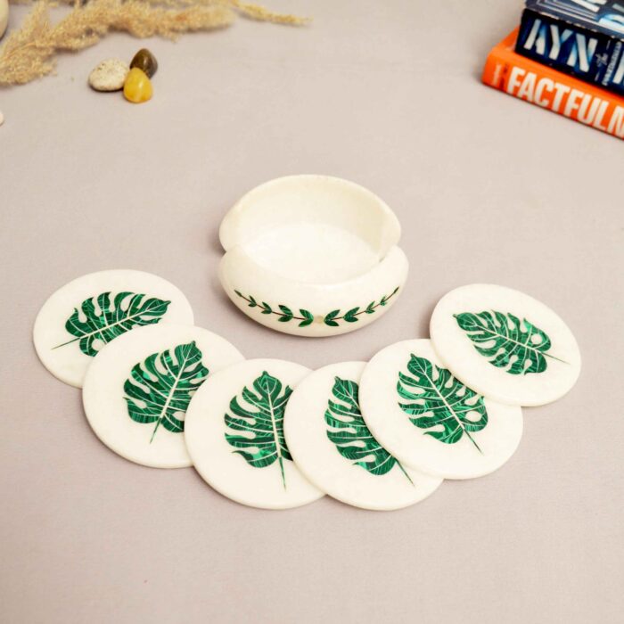 Monster Leaf Coasters (Set of 6) With Stand