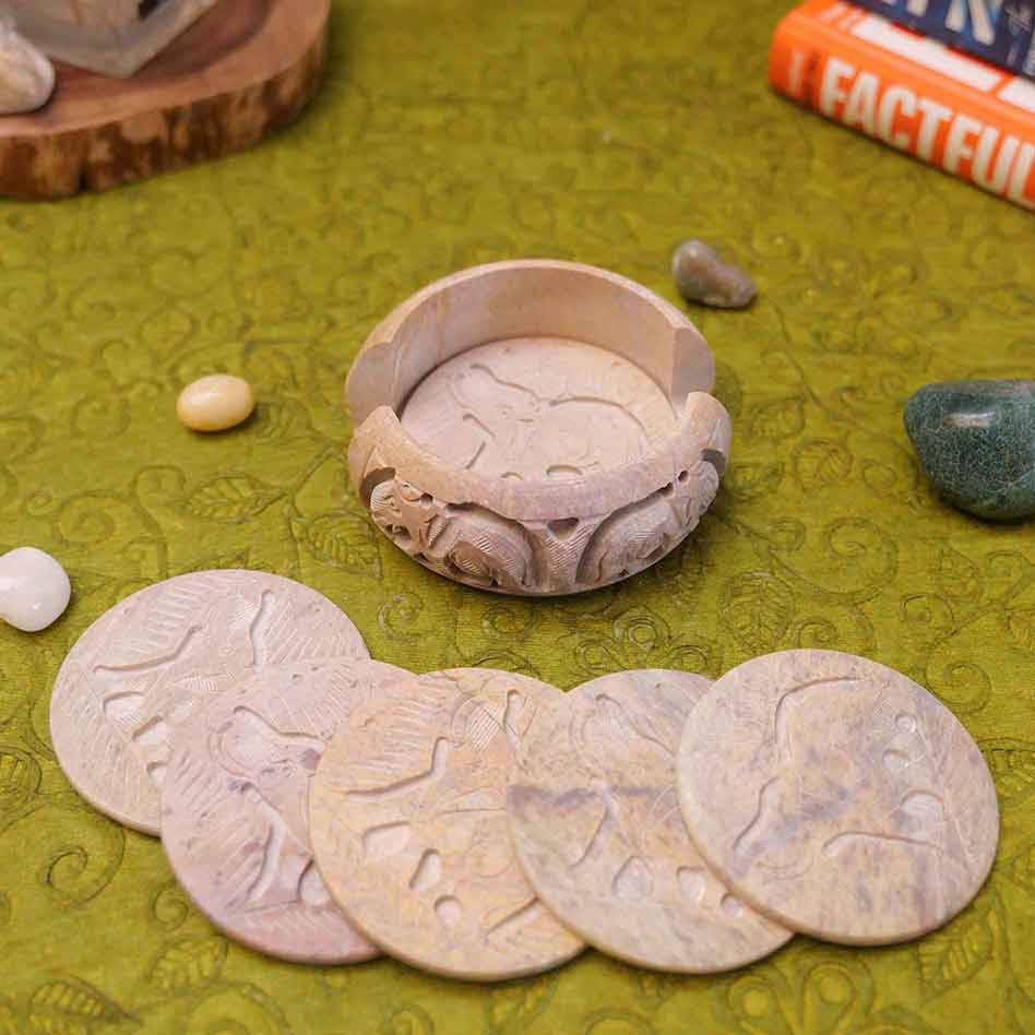 Marble Coasters (Set of 6) With Stand