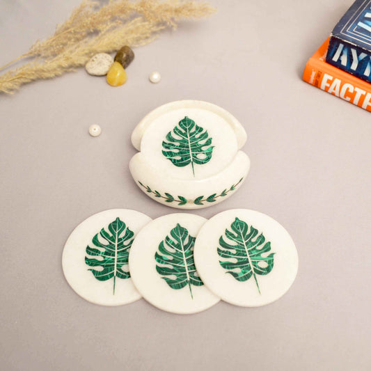 Monster Leaf Coasters (Set of 6) With Stand