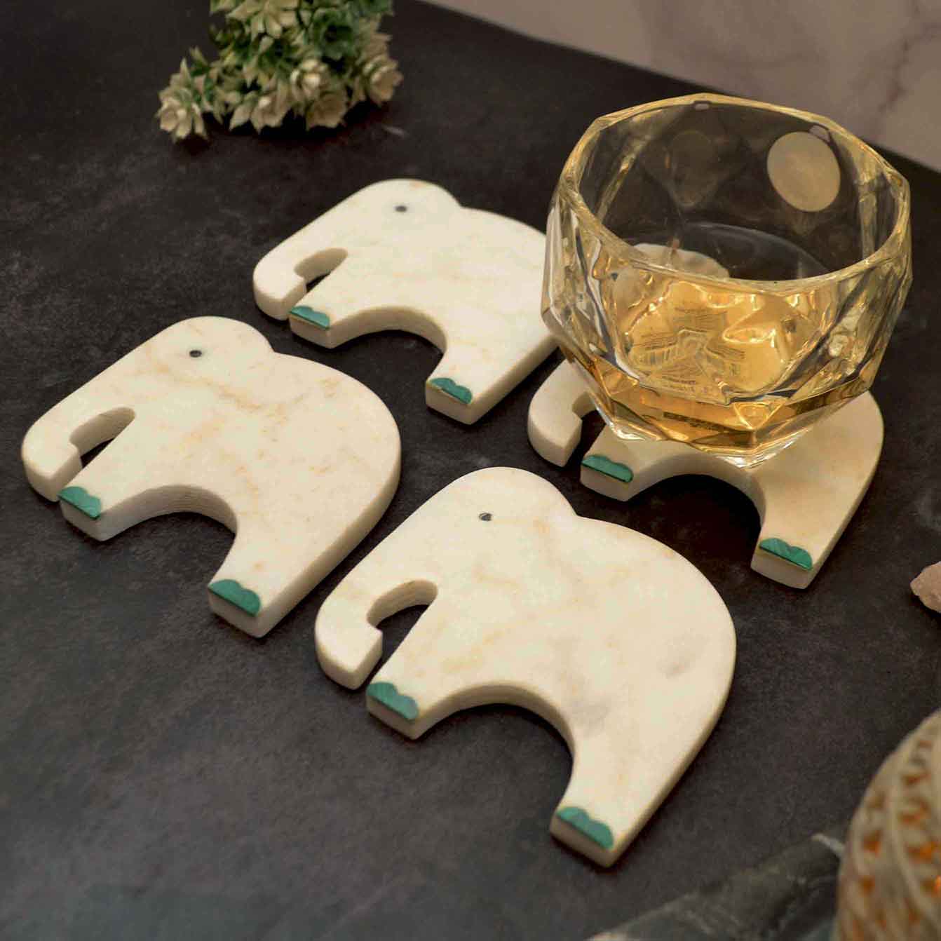 Gajah Inlay Coasters Set of 4