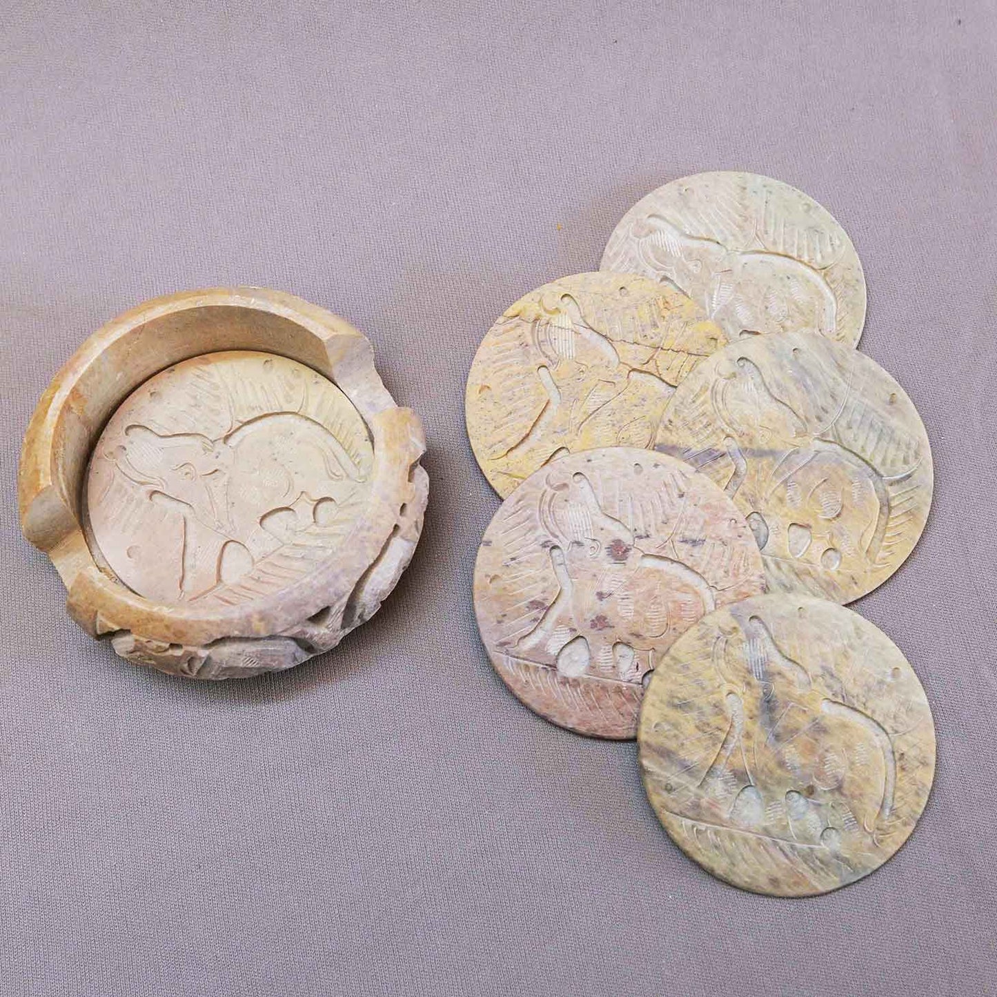 Marble Coasters (Set of 6) With Stand