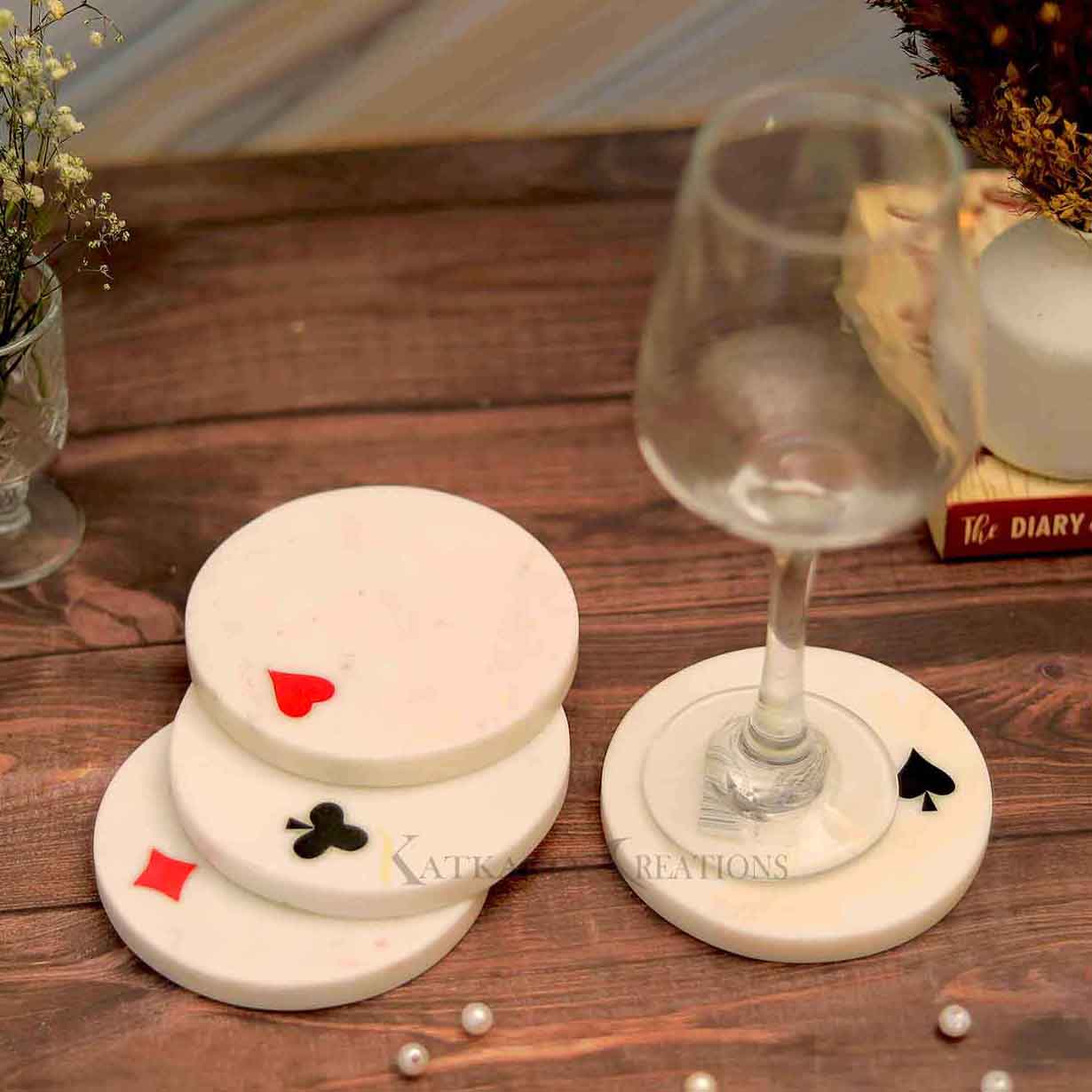 Marble Card Tea Coasters Set