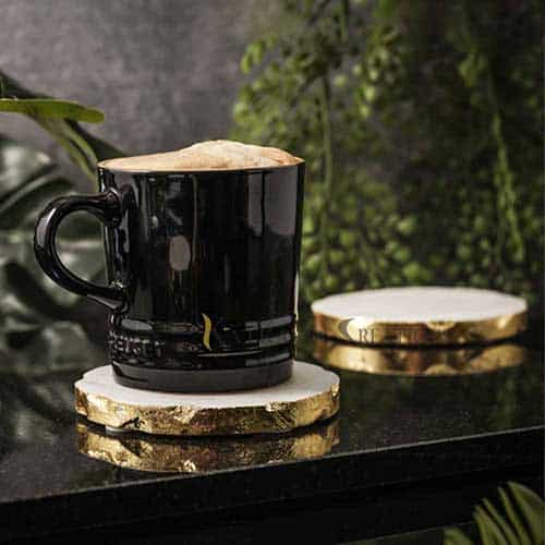 Golden Detailing Marble Coasters Set Of 4