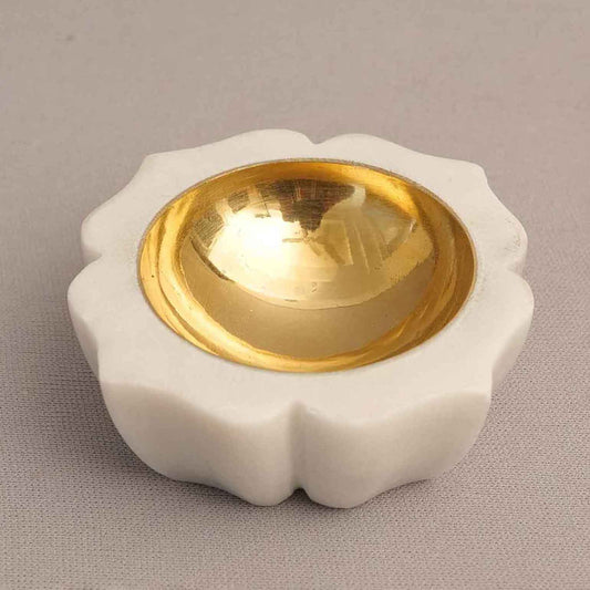 Marble Petal Tea Light Holder Set of 2