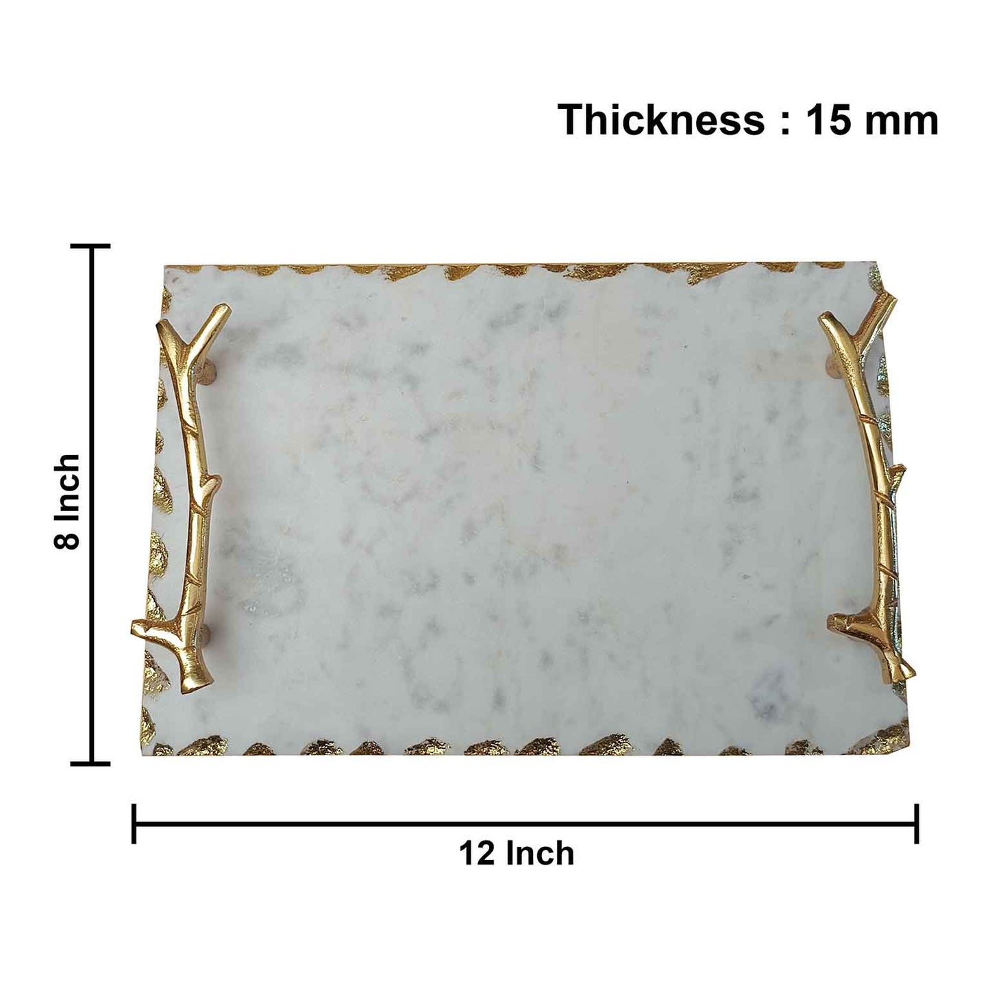 Marble Tray With Metal Handle
